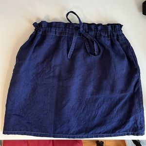 Blue Naive (Linen Sea) Navy 100% Linen Tie Waist Mini Skirt OSFA